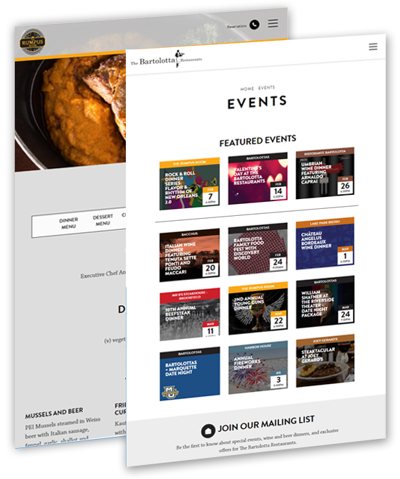 Restaurant SEO and PPC for events and menus