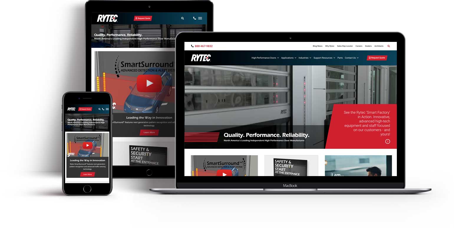 Rytec website on various devices