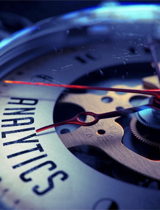clock with the word analytics on it