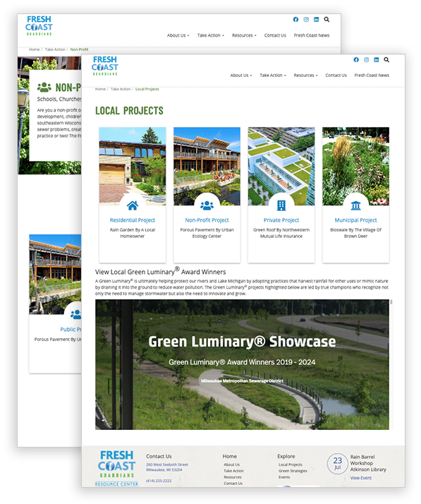 Fresh Coast Guardians - multiple interior page website design Fresh Coast Guardians - multiple interior page website design