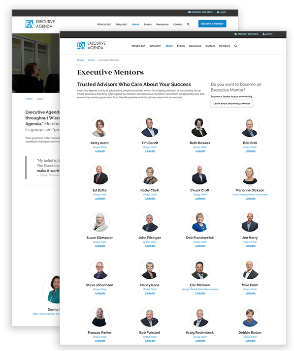 Executive Agenda website - members page