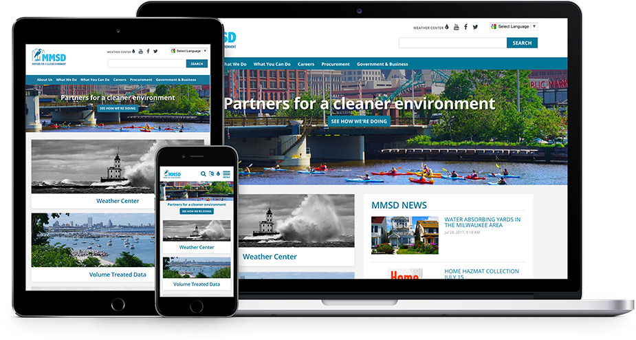 Milwaukee Metropolitan Sewerage District website on various devices