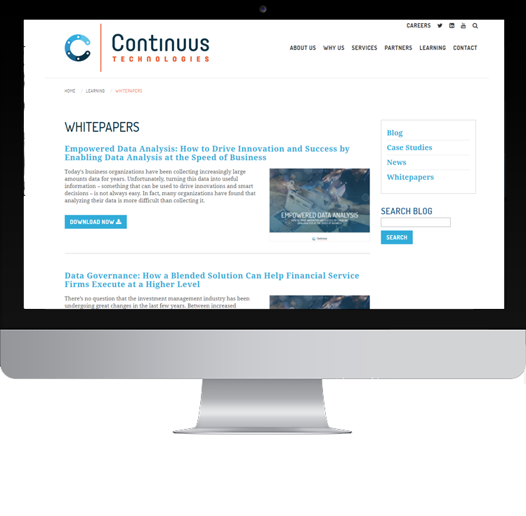 Continuus Technologies Website on computer screen