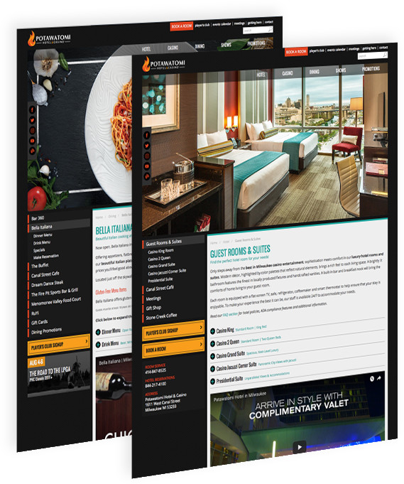 Webpages for Potawatomi Hotel & Casino