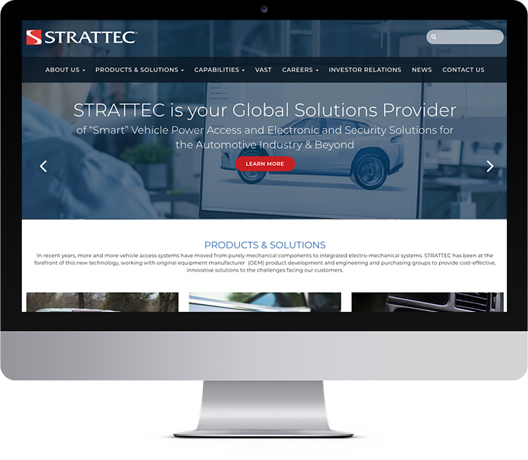 Strattec website on computer screen