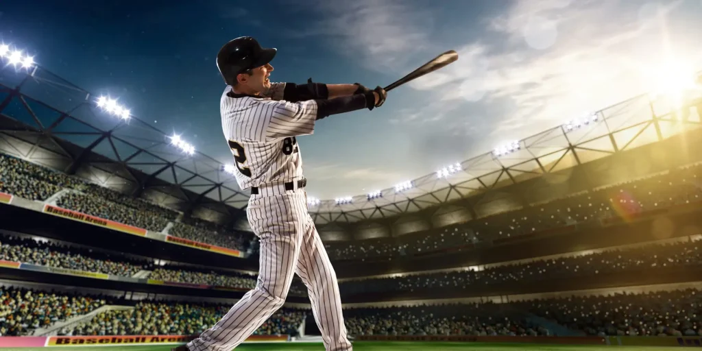 Baseball player swinging bat