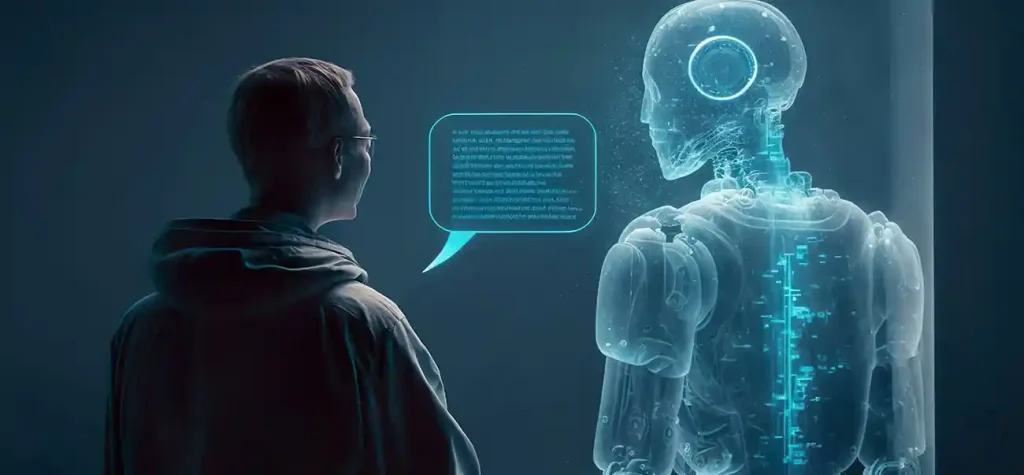 person and robot communicating