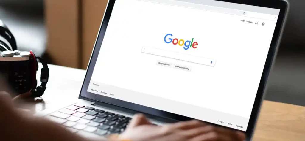 laptop with google search