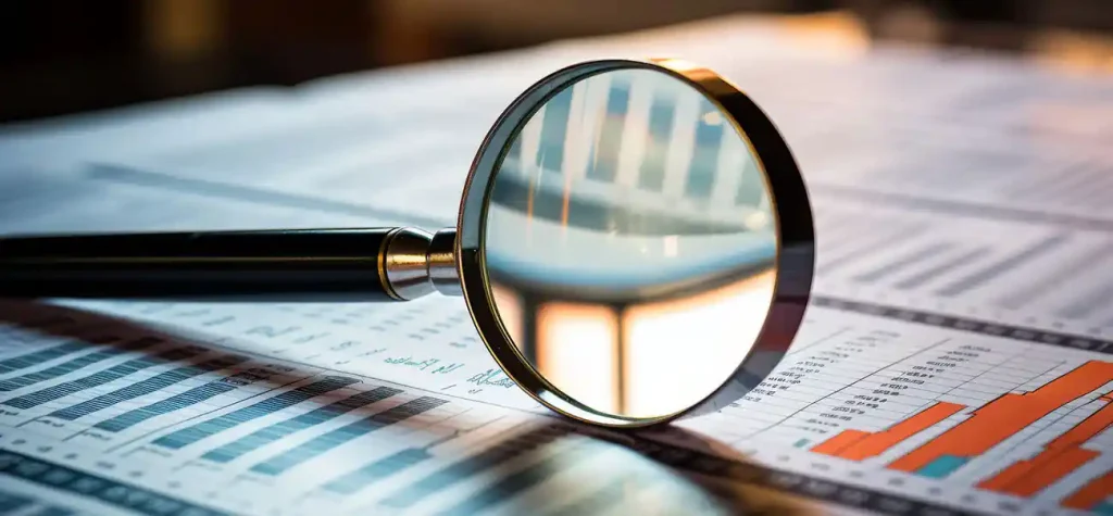 magnify glass on stats