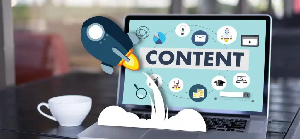 content graphic on laptop