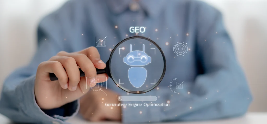 Person with Magnify Glass looking at GEO