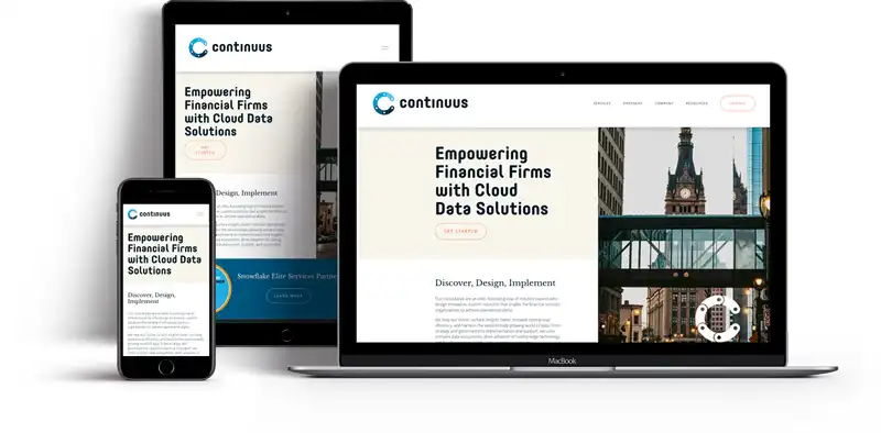 continuus homepage on various devices