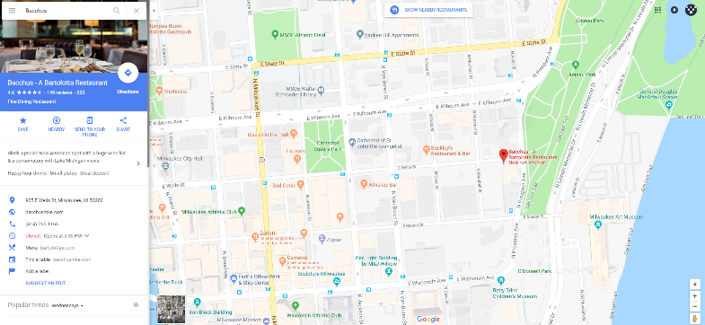 Google map of Bacchus Location