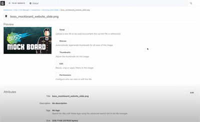 Screen shot of file upload in Concrete CMS