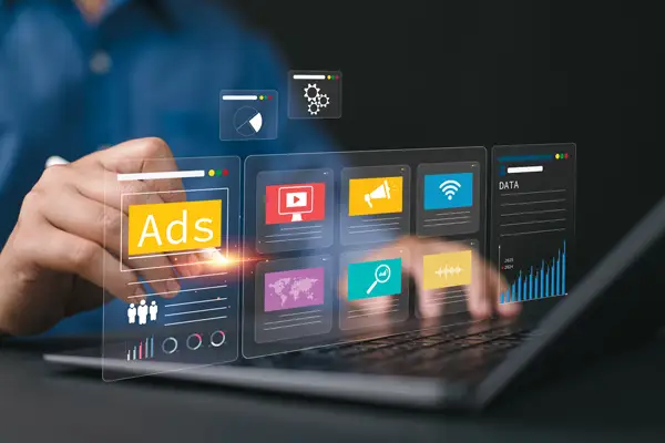 computer with ads and pointer