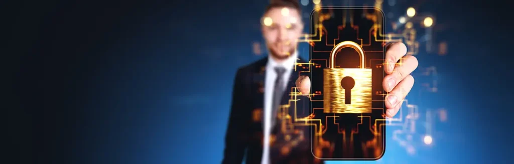 Abstract digital trust concept with AI and brand credibility signals