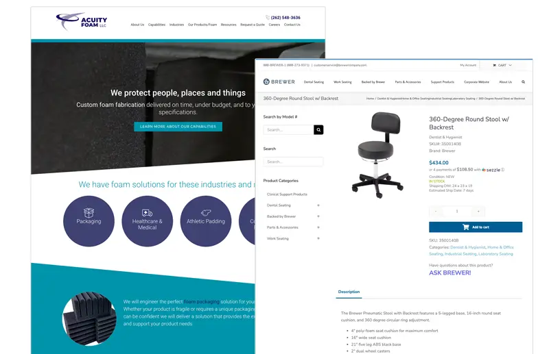 Acuity foam and shop brewer sites