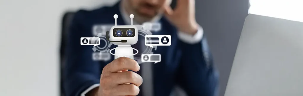 Marketer using structured AI projects workspaces to manage recurring content and marketing tasks