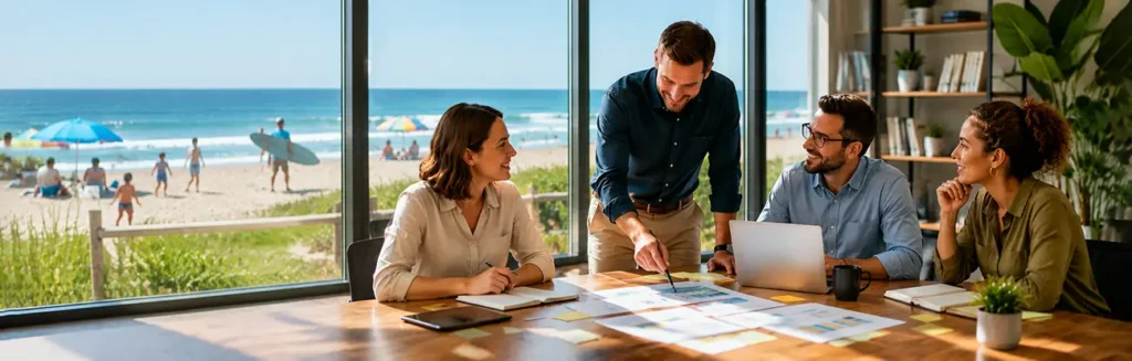 Marketing team using summer strategy sessions to gain a competitive advantage while others are on vacation.